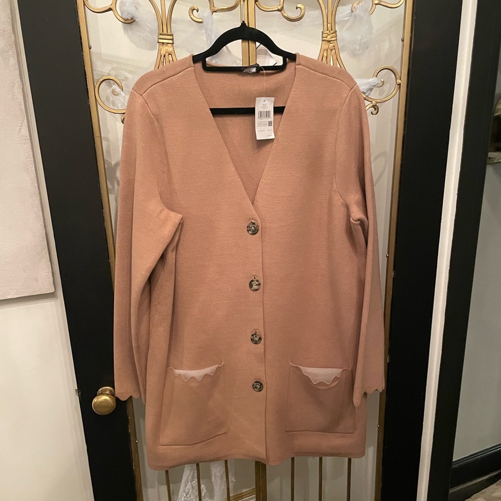 Nwt Kate spade xl  or xxl camel tan cardigan retails 349